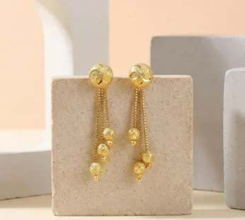 Floral Stud Chain Drop Earring – Elegant Bead Accents for Any Look