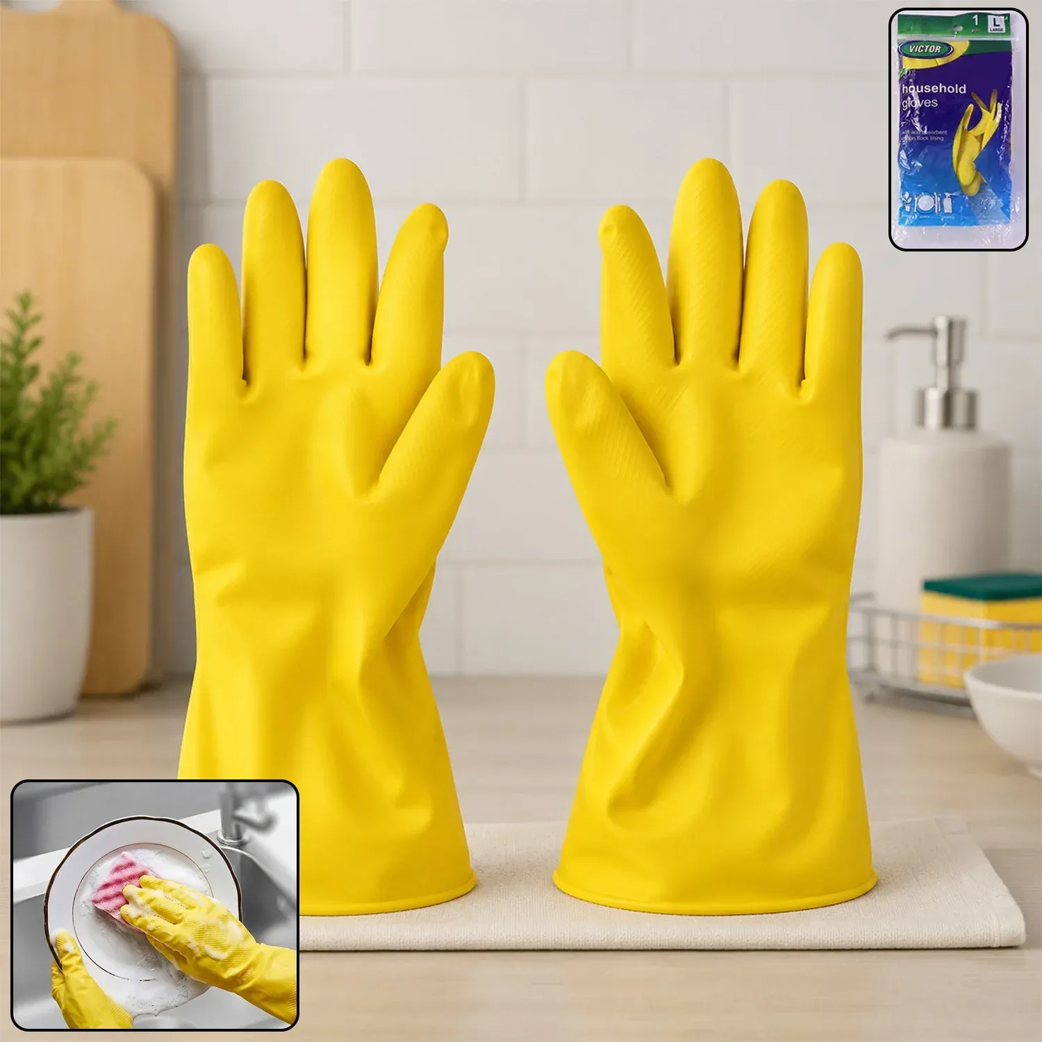 Premium Waterproof Rubber Gloves – Durable & Reusable for Household Tasks - Buy Online at Alikart