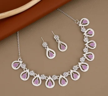 Oxidized Silver Choker Set – Vibrant Purple & Emerald Stones