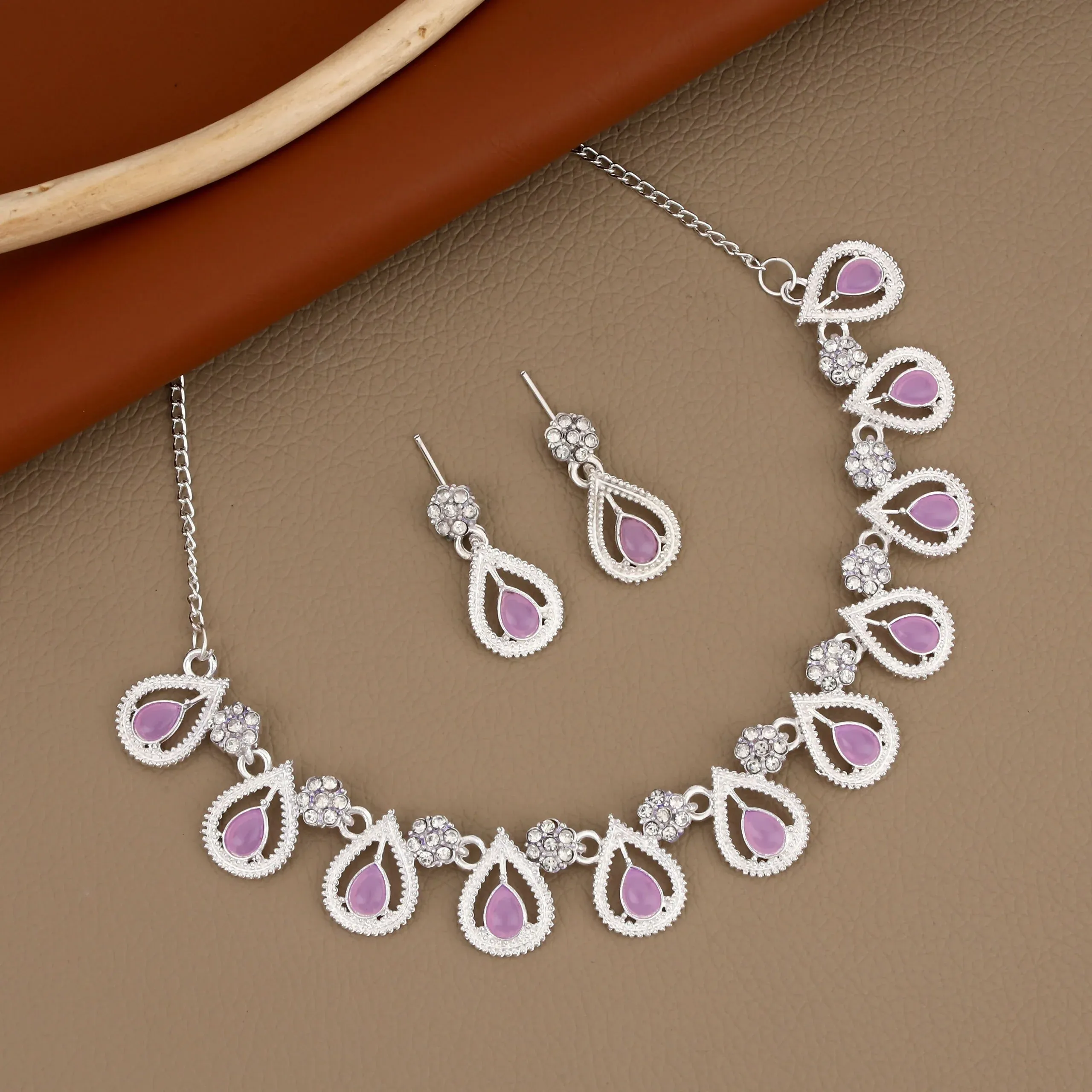 Premium Oxidized Silver Choker Set – Vibrant Purple & Emerald Stones - Buy Online at Alikart