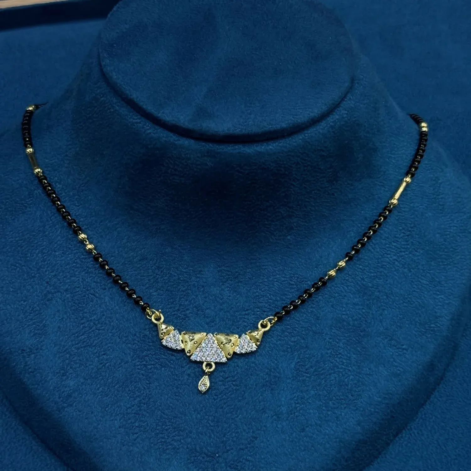 Gold Plated Pendant Short Mangalsutra for Modern Women - Detailed Feature View 2