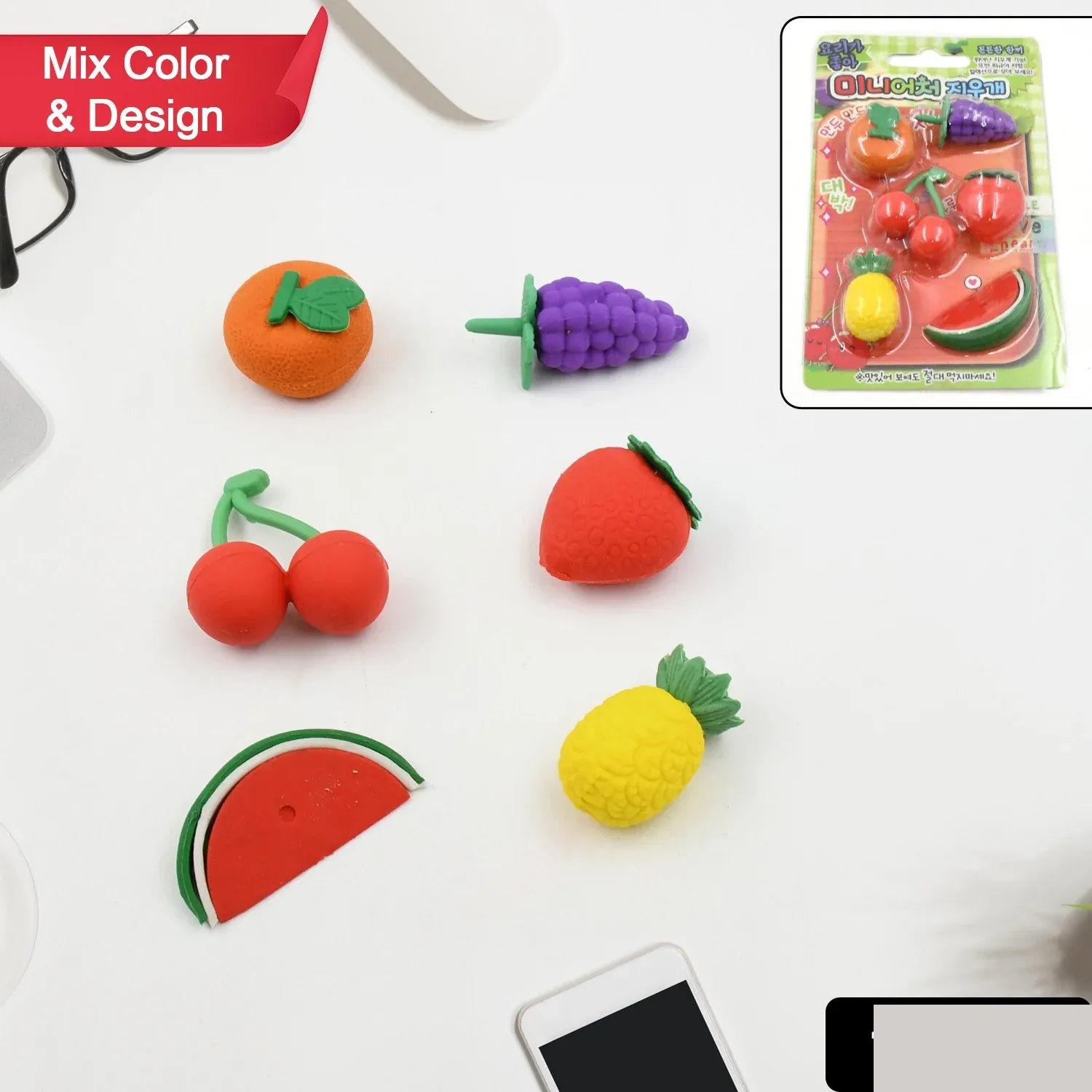 Kids Erasers Set – Colorful 3D Designs | Writezo - Detailed Feature View 1