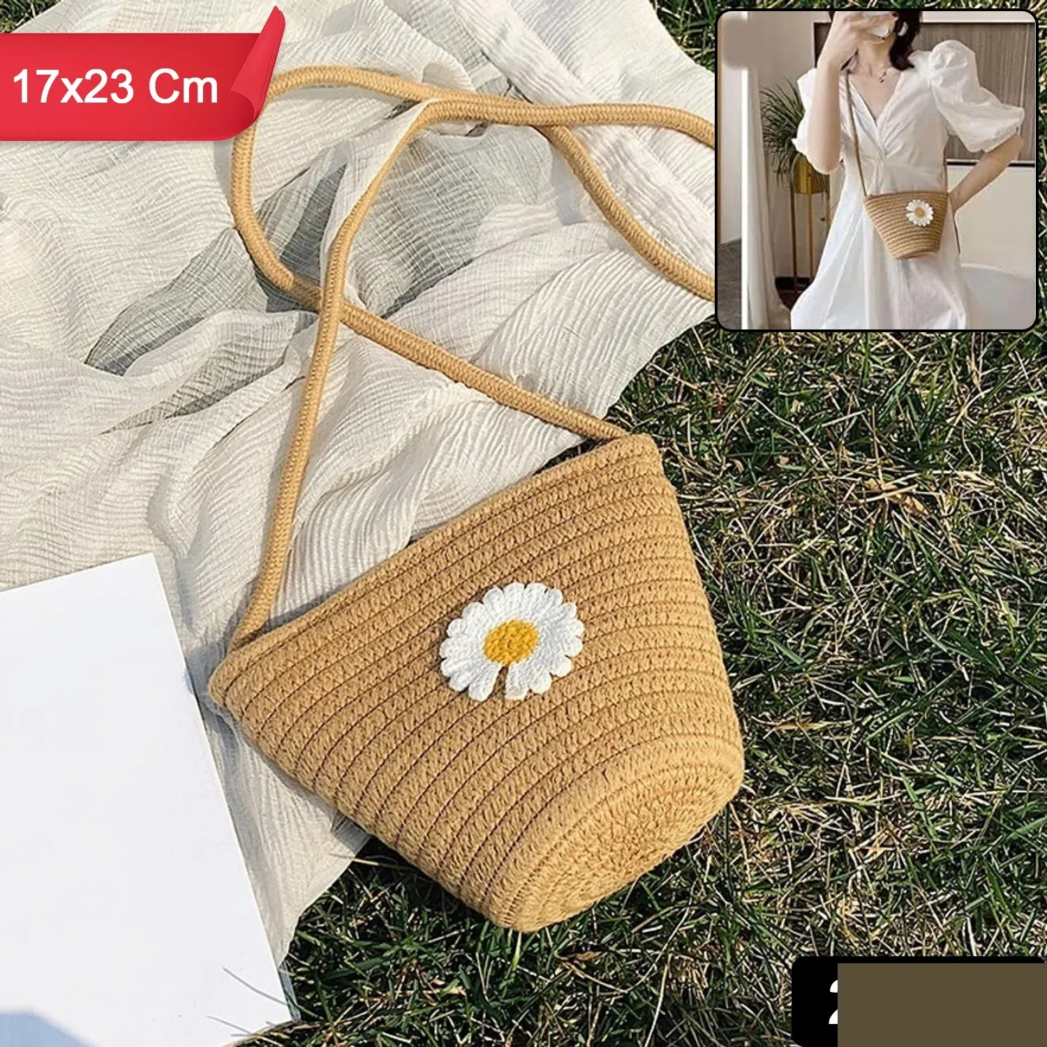 Jute Crossbody Bag – Lightweight Casual & Travel Essential - Detailed Feature View 1