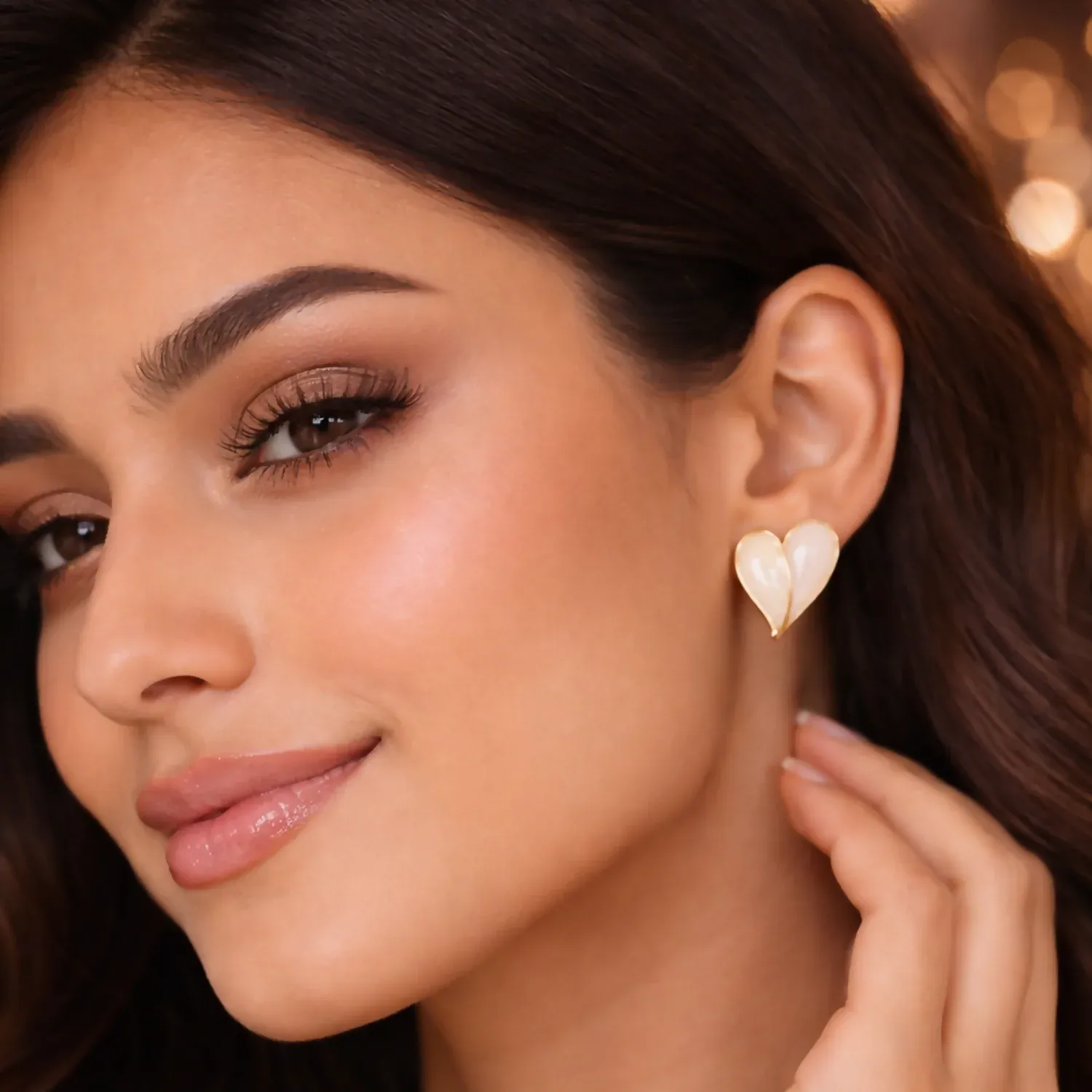 Stud Earrings – Elegant Leaf Design with Gold Finish for Women - Detailed Feature View 2