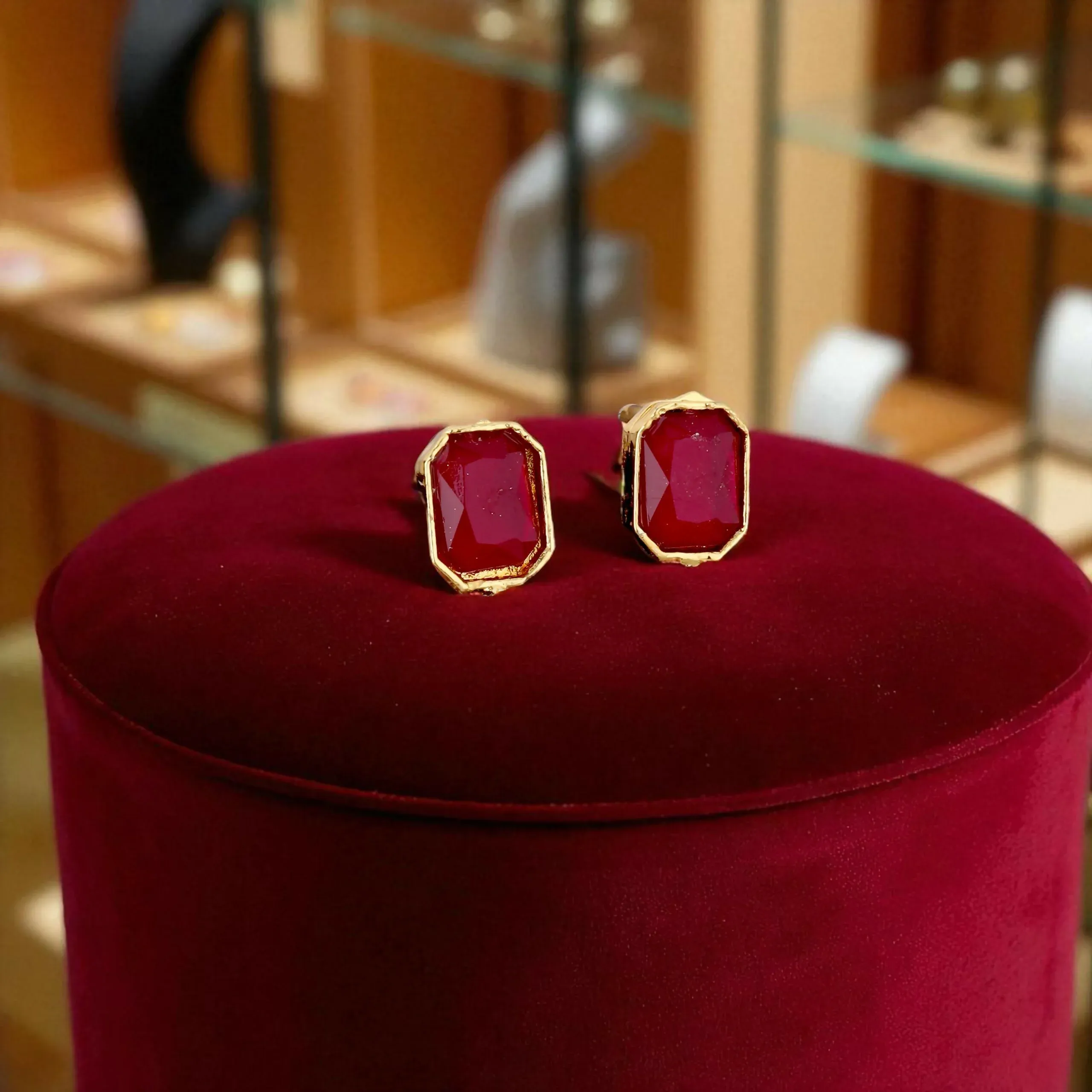 Gold-Toned Choker Set with Ruby Maroon Stones – Elegant Jewellery - Detailed Feature View 3
