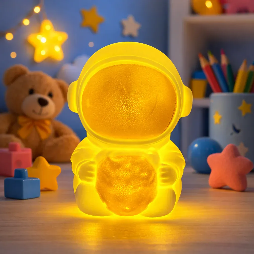 Kids Night Light – Space-themed Astronaut Moon Lamp for Room Decor - Detailed Feature View 2