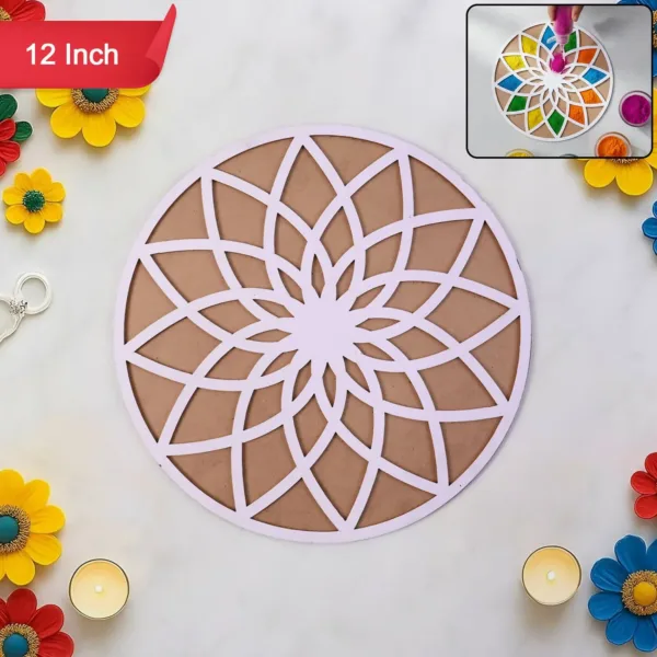 Rangoli Stencil – 12-Inch Large Round Flower Design
