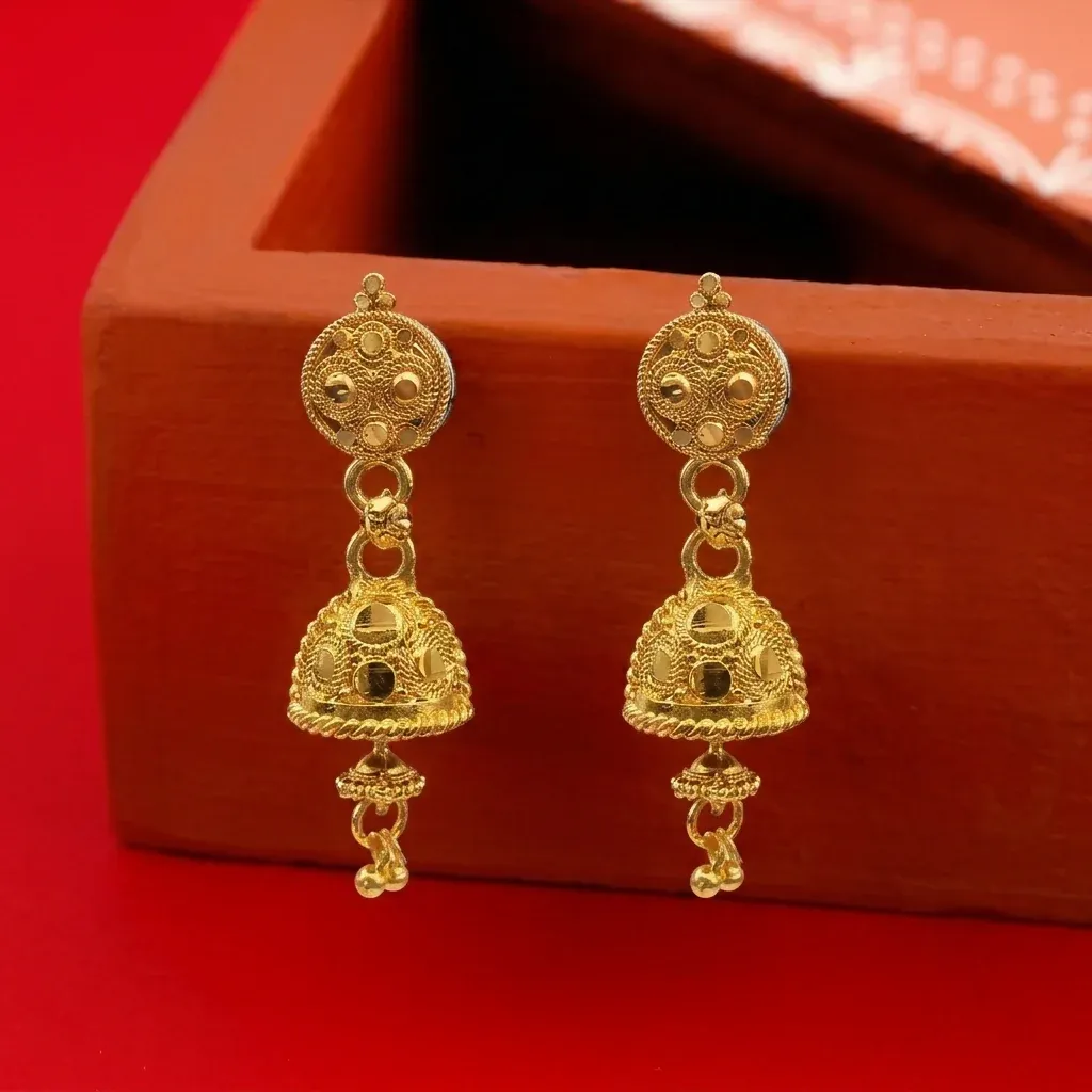 Premium Gold Plated Jhumki Earrings – Timeless Ethnic Jewelry for Women - Buy Online at Alikart