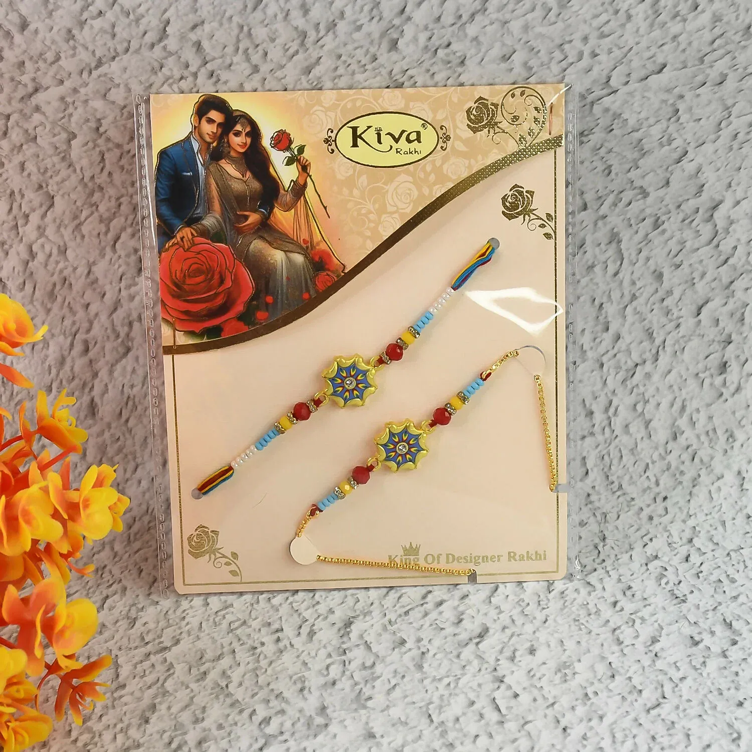 Bhaiya Bhabhi Rakhi Set – Vibrant Beadwork for Siblings - Detailed Feature View 3