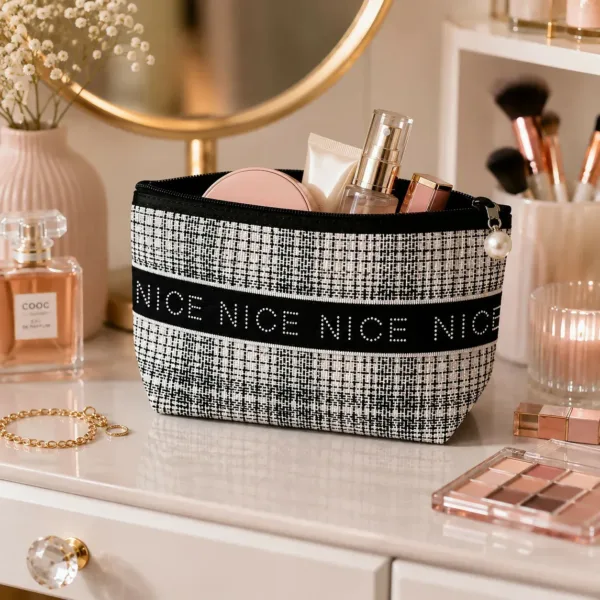 Portable Cosmetic Pouch – Compact Makeup Organizer with Zipper