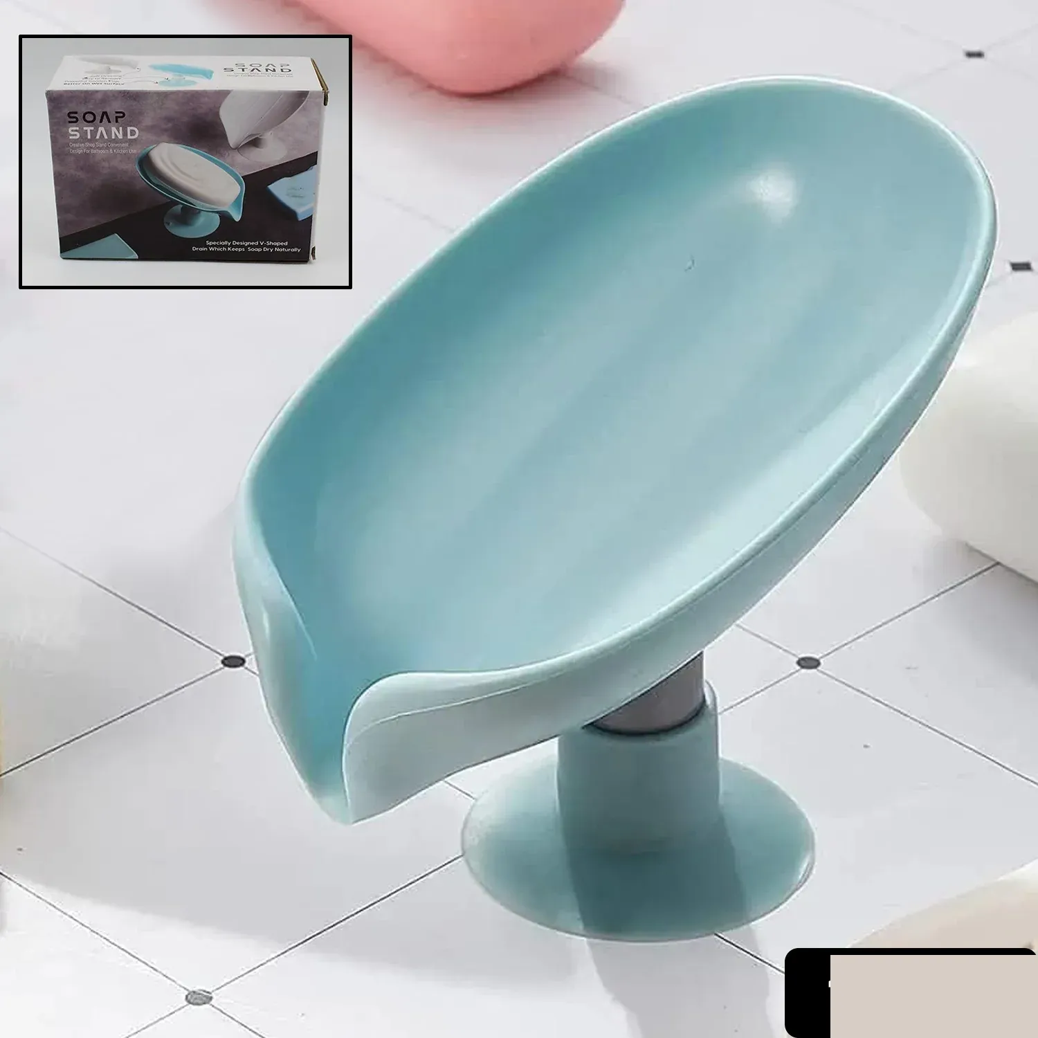 Self Draining Soap Dish – Suction Cup Holder | VelvetBubbles - Detailed Feature View 1