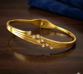 Eternal Bloom Botanical Kada Bracelet – Elegant Gold-Tone Style