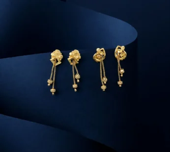 Gold Earrings Combo Set – Elegant Floral and Chain Tassels for All Occasions