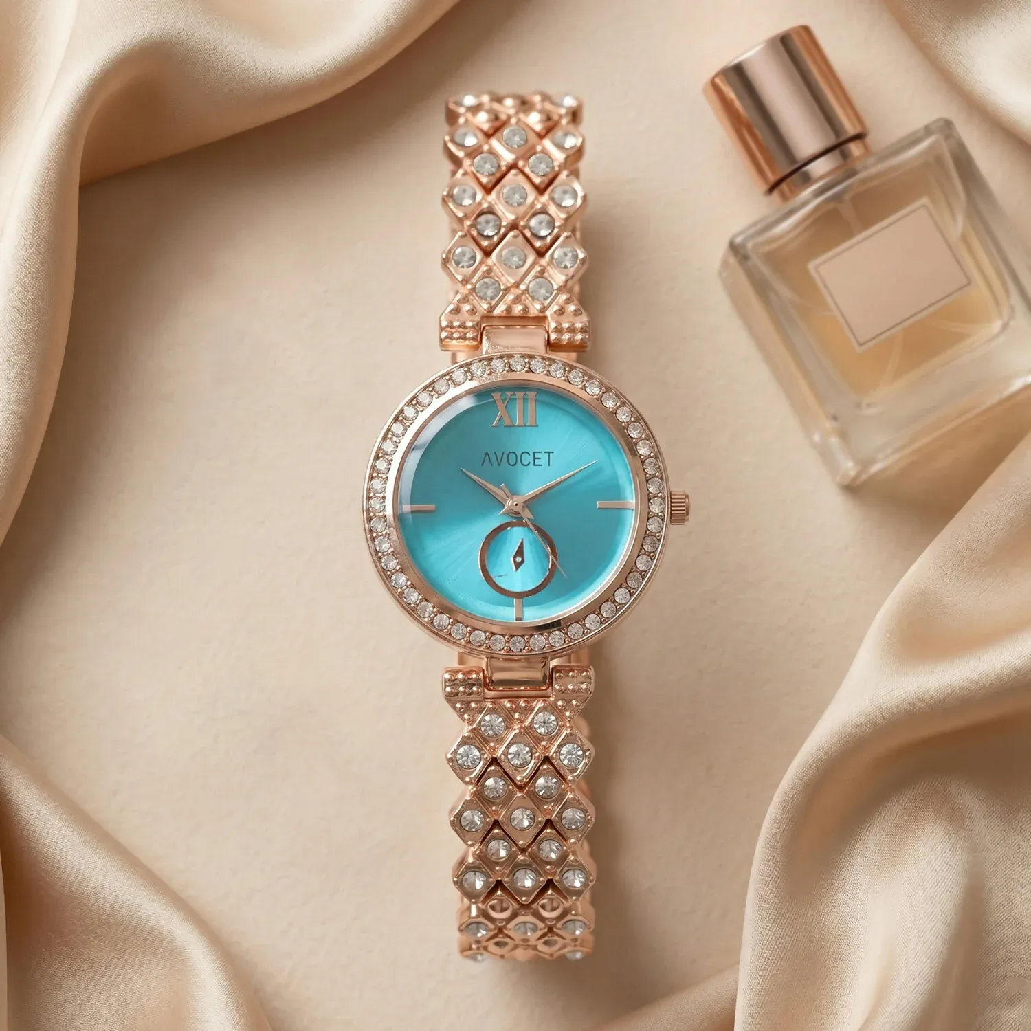 Premium Women’s Premium Analog Watch – Elegant Blue Dial & Rose Gold Design - Buy Online at Alikart