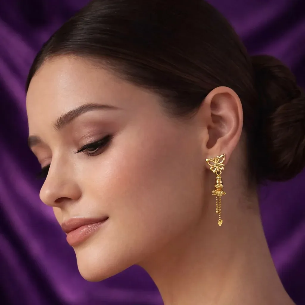 Premium Small Size Earrings – Elegant Gold Dangle for Every Day Wear - Buy Online at Alikart