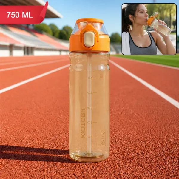 KOLORR Leakproof Sports Sipper Water Bottle with Straw & Flip Lid (750ML)