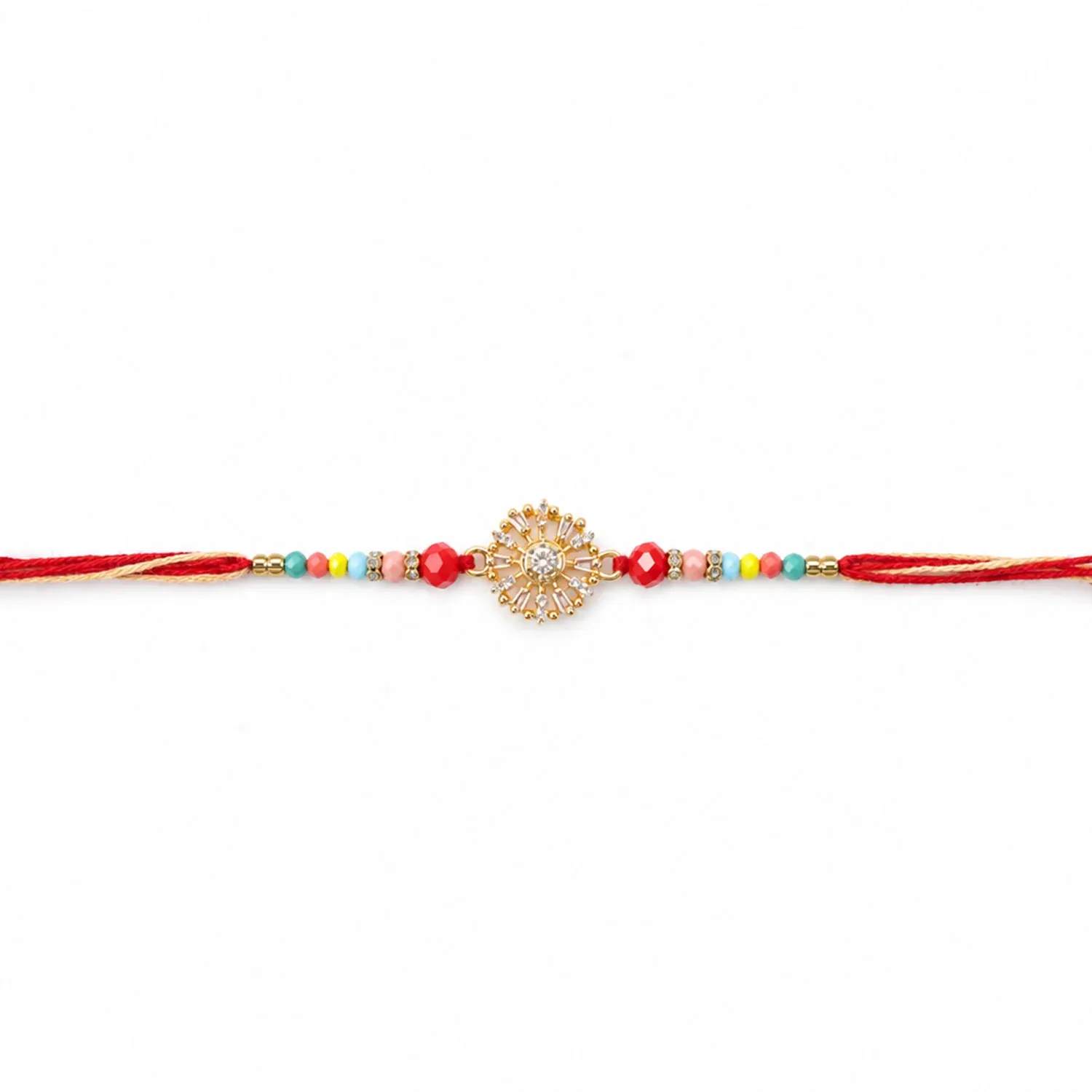 Sparkling AD Sunflower Designer Rakhi for Brother, Multicolour Beads - Detailed Feature View 4