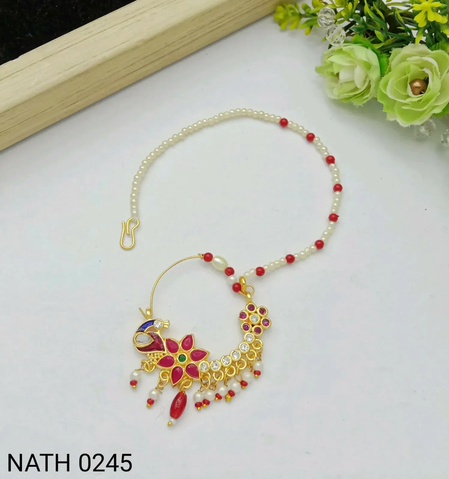 Premium Rajputi Nath Gold Plated Nose Ring – Elegant Indian Jewellery - Buy Online at Alikart