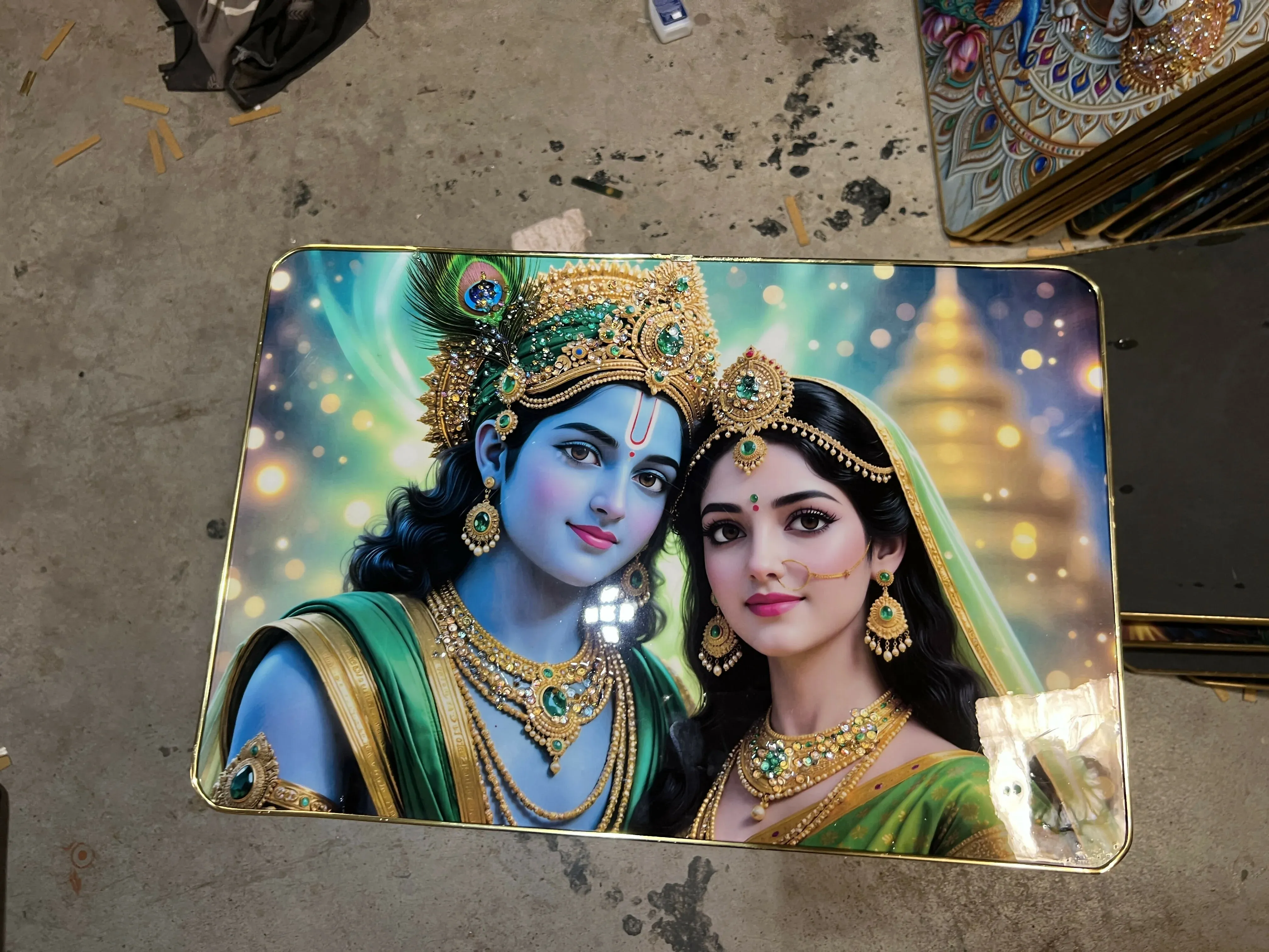 Radha Krishna Acrylic Photo Frame – Elegant Wall Decor for Temples - Detailed Feature View 4