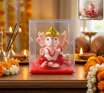 Hand-Moving Small Ganesha Idol – Vibrant Red & Gold Decor