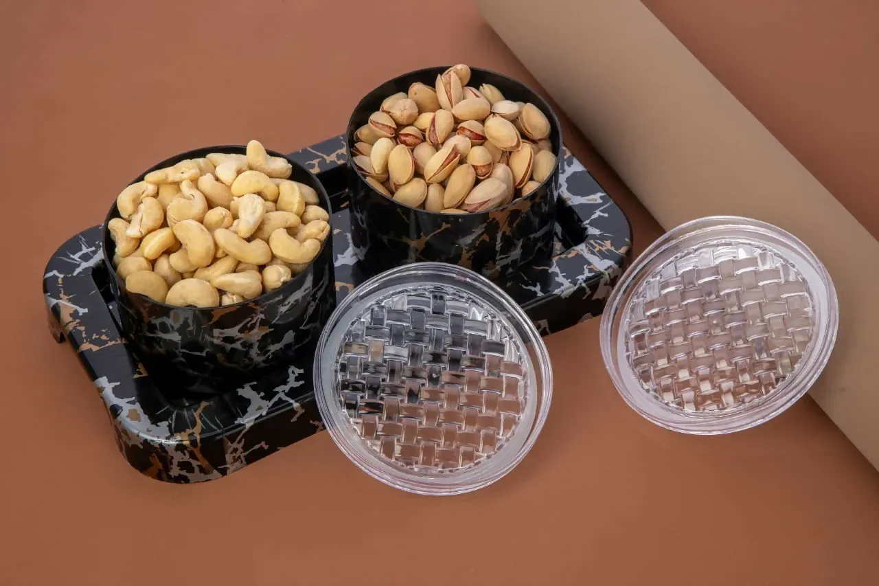 Airtight Dry Fruit Containers – Elegant Black & Gold Marble Set - Detailed Feature View 2