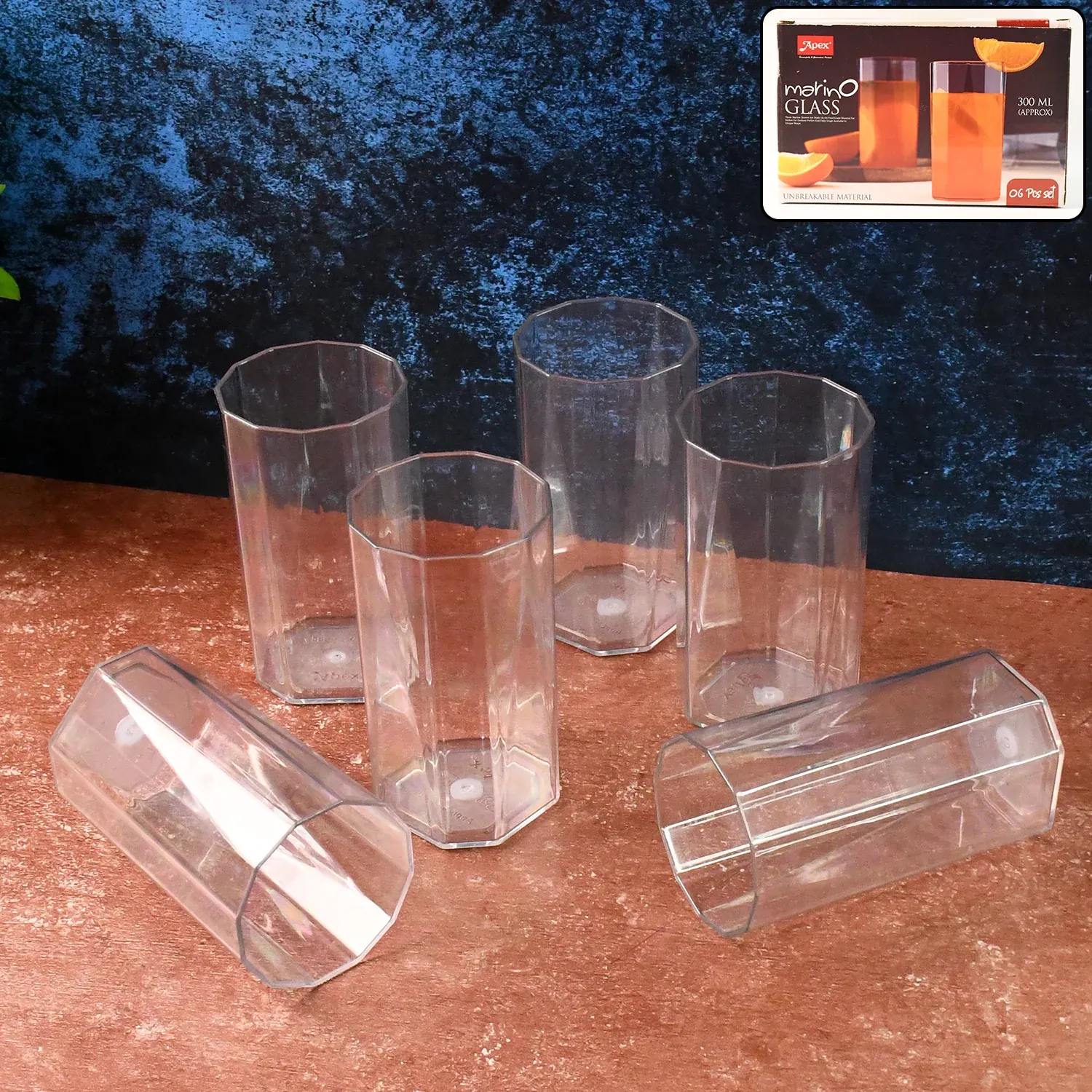 Premium Unbreakable Plastic Drinking Glasses – Set of 6 Clear Tumblers 300ml - Buy Online at Alikart