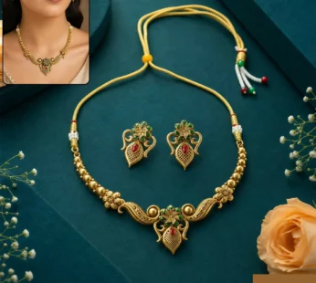 Antique Necklace Set – Traditional Temple Jewellery with Earrings