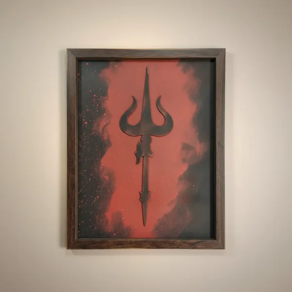 Mahadev Trishul Wall Art – Modern Spiritual Decor for Living Room