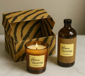 Sandalwood Scented Candle & Diffuser – Relaxing Aromatherapy Gift Set