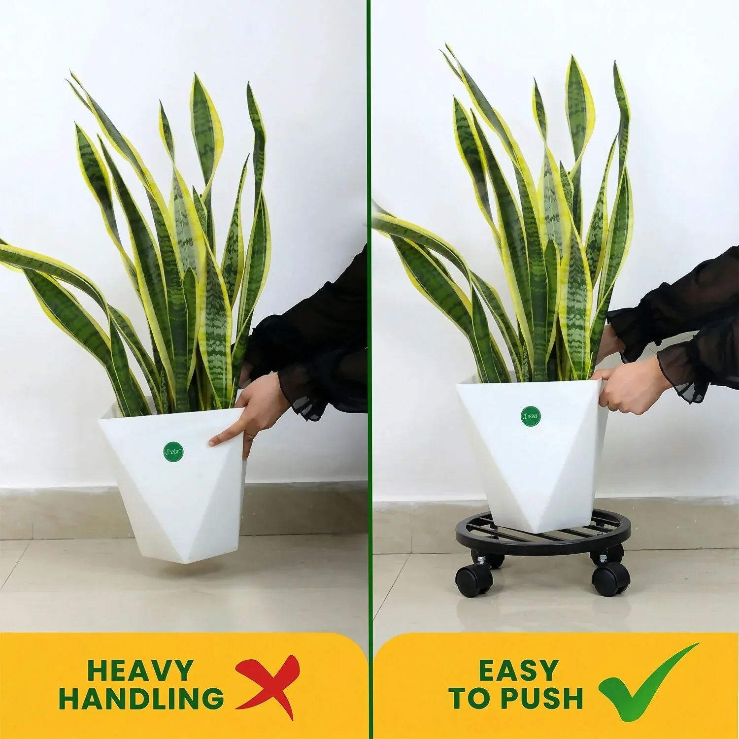Heavy Duty Round Plant Pot Trolley – Effortless Movement for Your Plants - Detailed Feature View 3