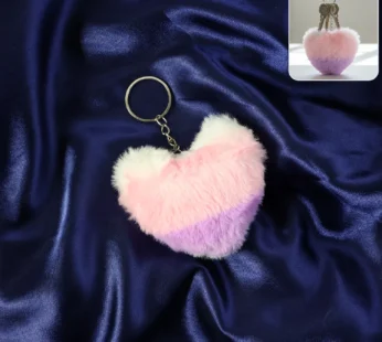 Plush Heart Keychain – Soft & Durable Pink Purple Accessory