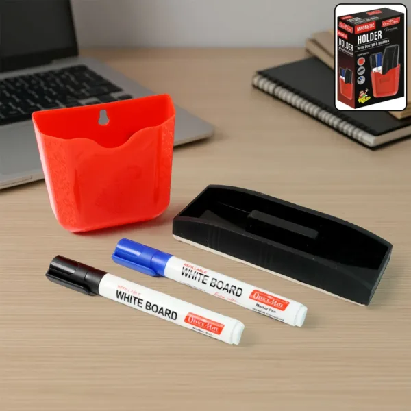 Magnetic Whiteboard Holder – Duster & Markers Included