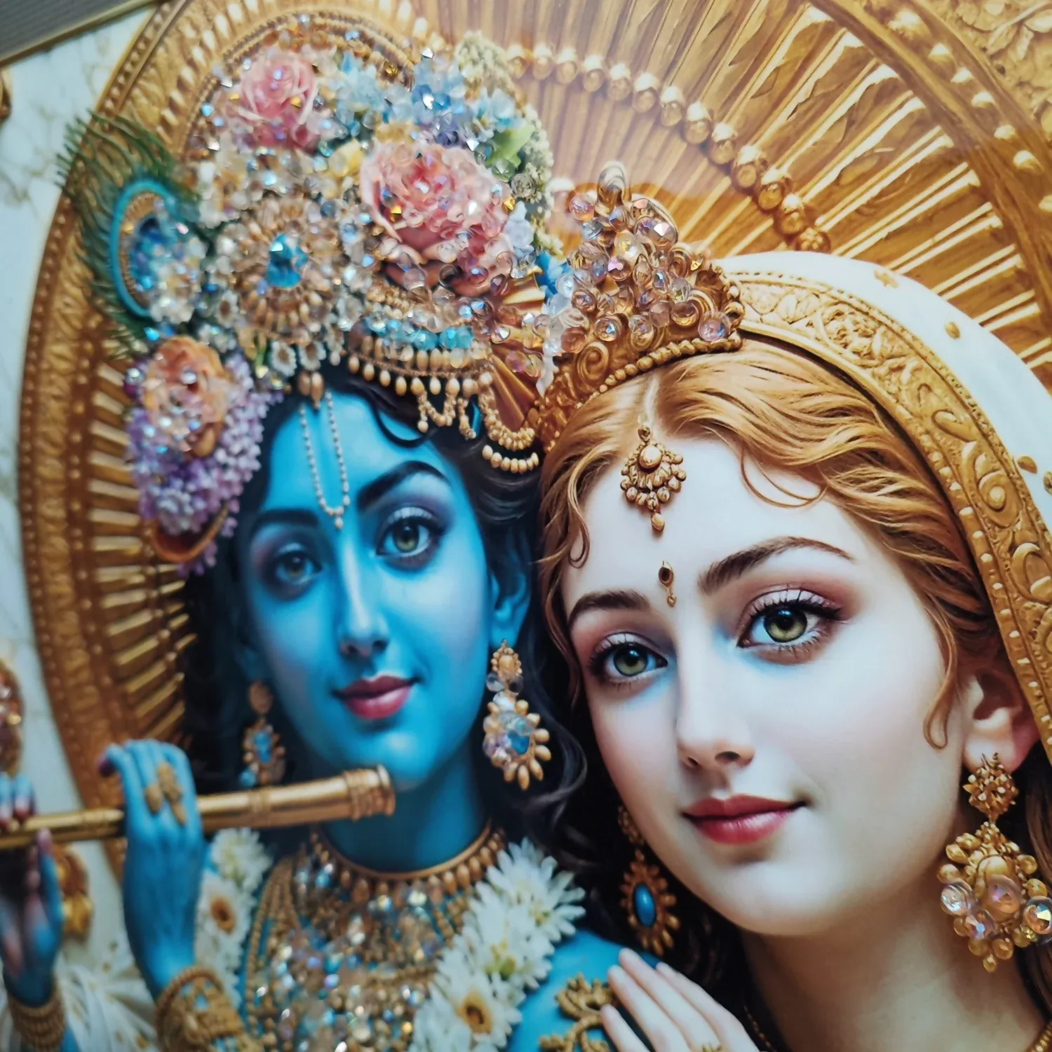 Radha Krishna Wall Art – Elegant Spiritual Home Decor for Serenity - Detailed Feature View 4