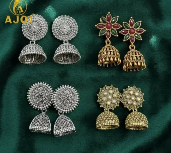 Royal Heritage Stud Earrings – Elegant Ethnic Jhumka Combo