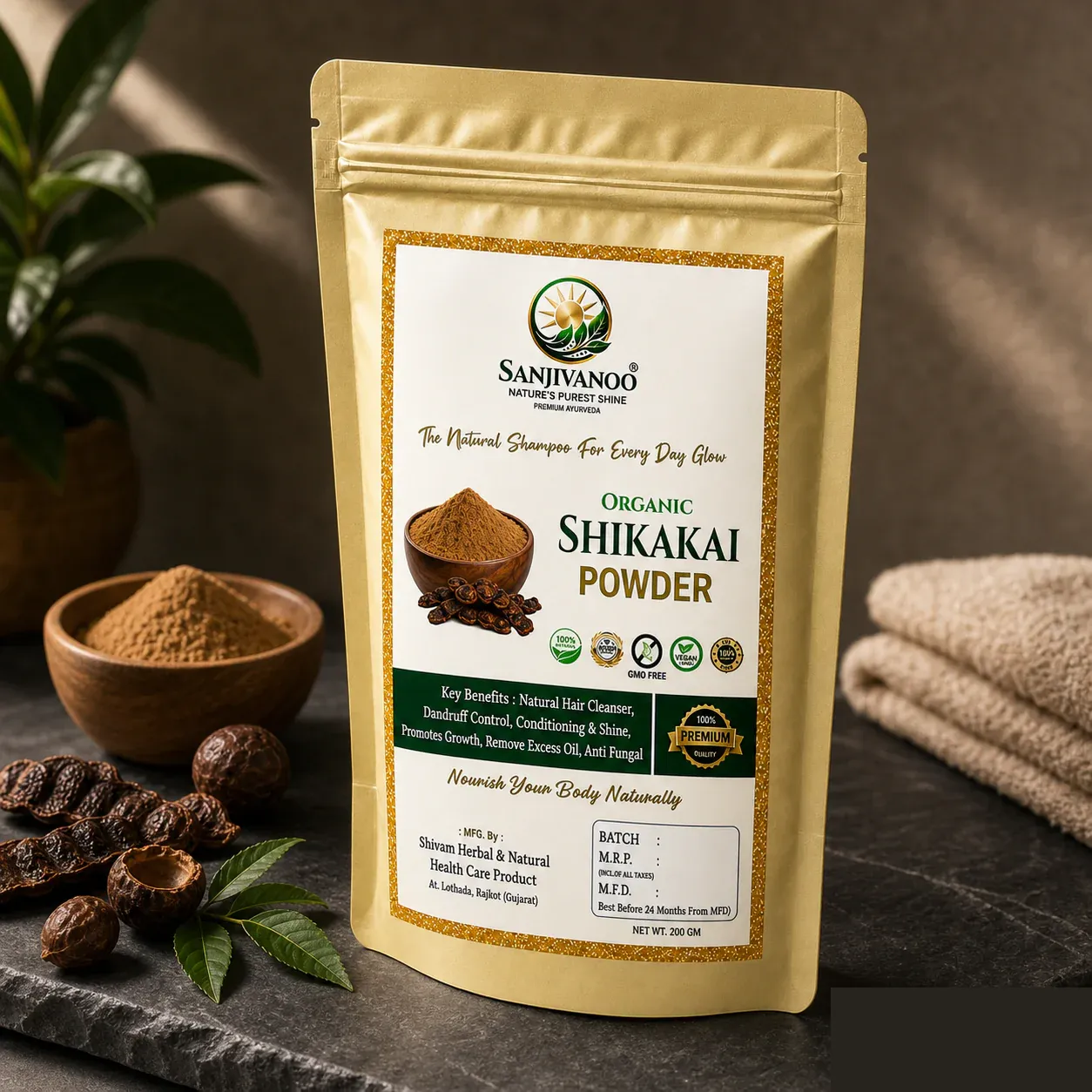 Premium Sanjivanoo Shikakai Powder Natural Herbal Hair Cleanser Shampoo (200 GM) - Buy Online at Alikart