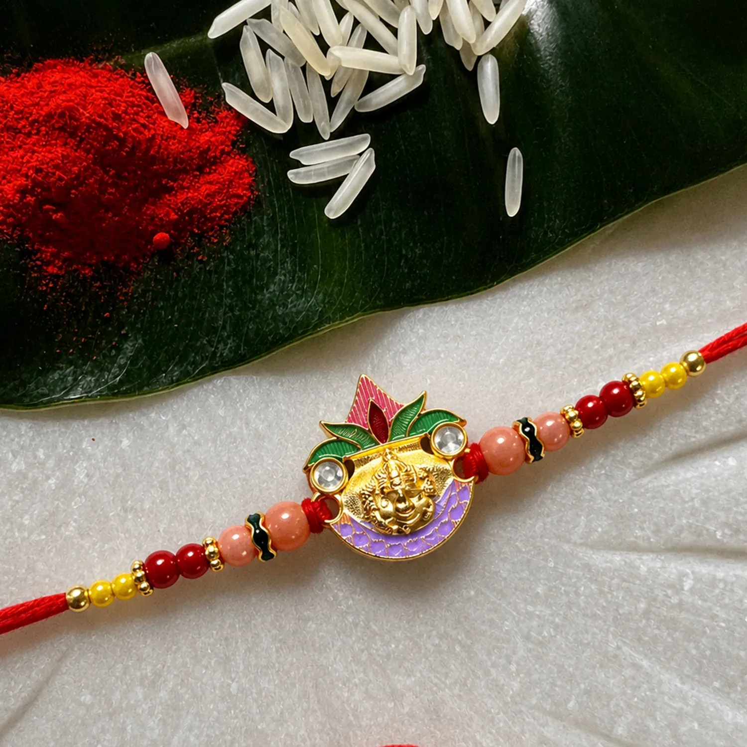 Premium Ganesh Beaded Rakhi – Traditional & Beautiful Brother Gift - Buy Online at Alikart