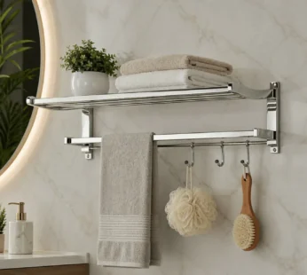Wall Mounted Folding Towel Rack – Space-Saving Bathroom Organizer