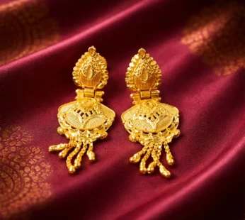 Gold Dangle Earrings – Festive Intricate Carved Design