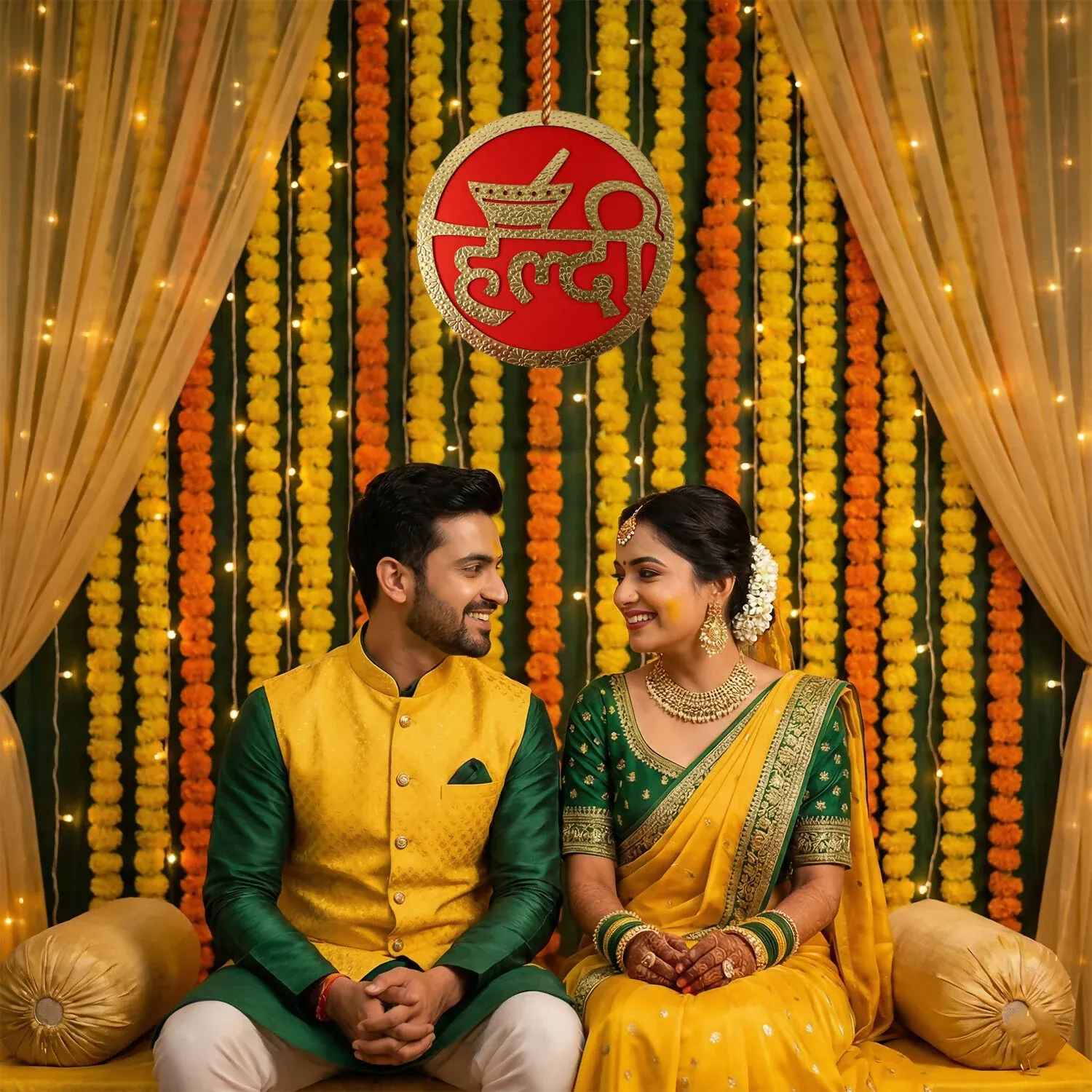Haldi Ceremony Wall Hanging – Bright Festive Wedding Decor - Detailed Feature View 4