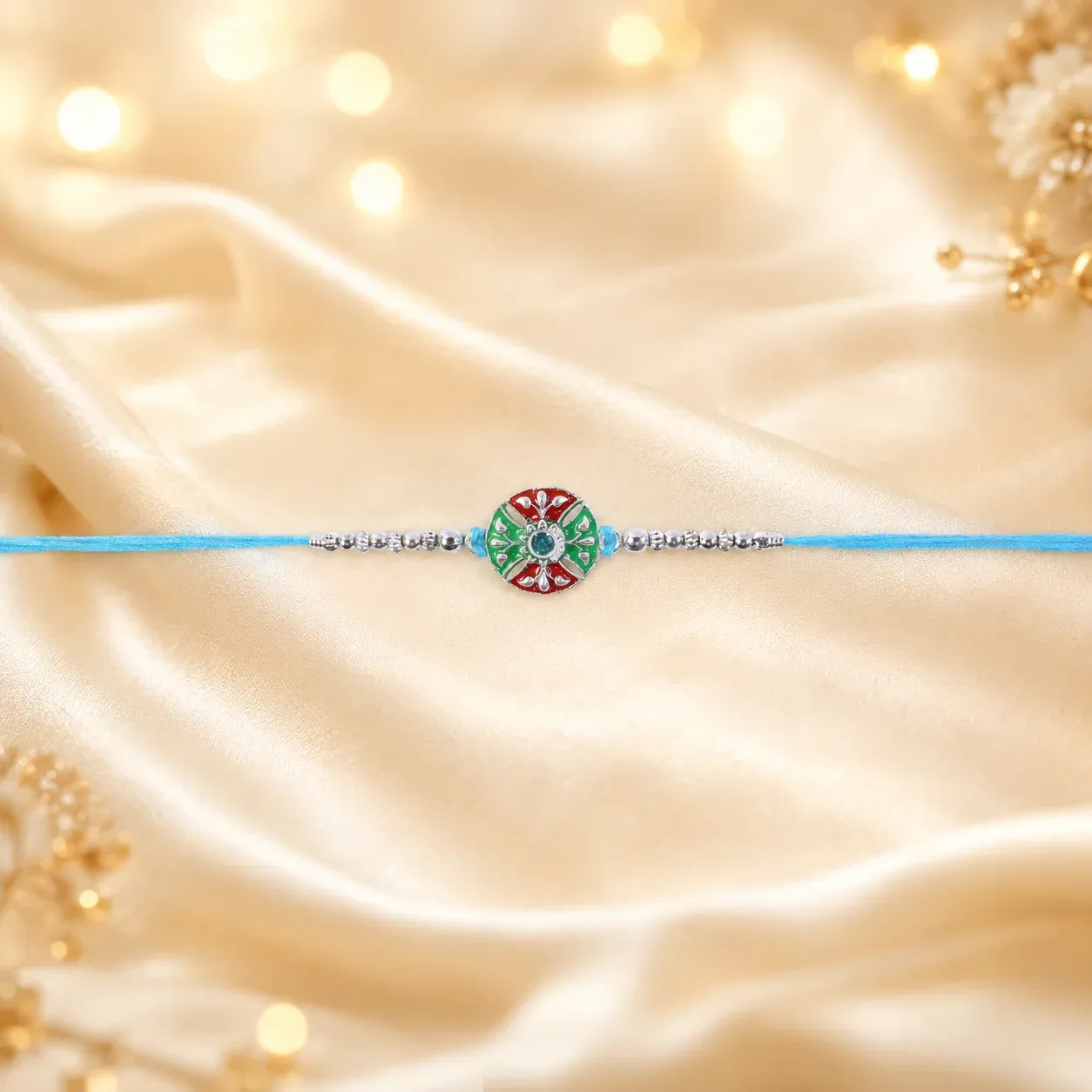 Blue Thread Rakhi – Elegant Traditional Festive Design - Detailed Feature View 1