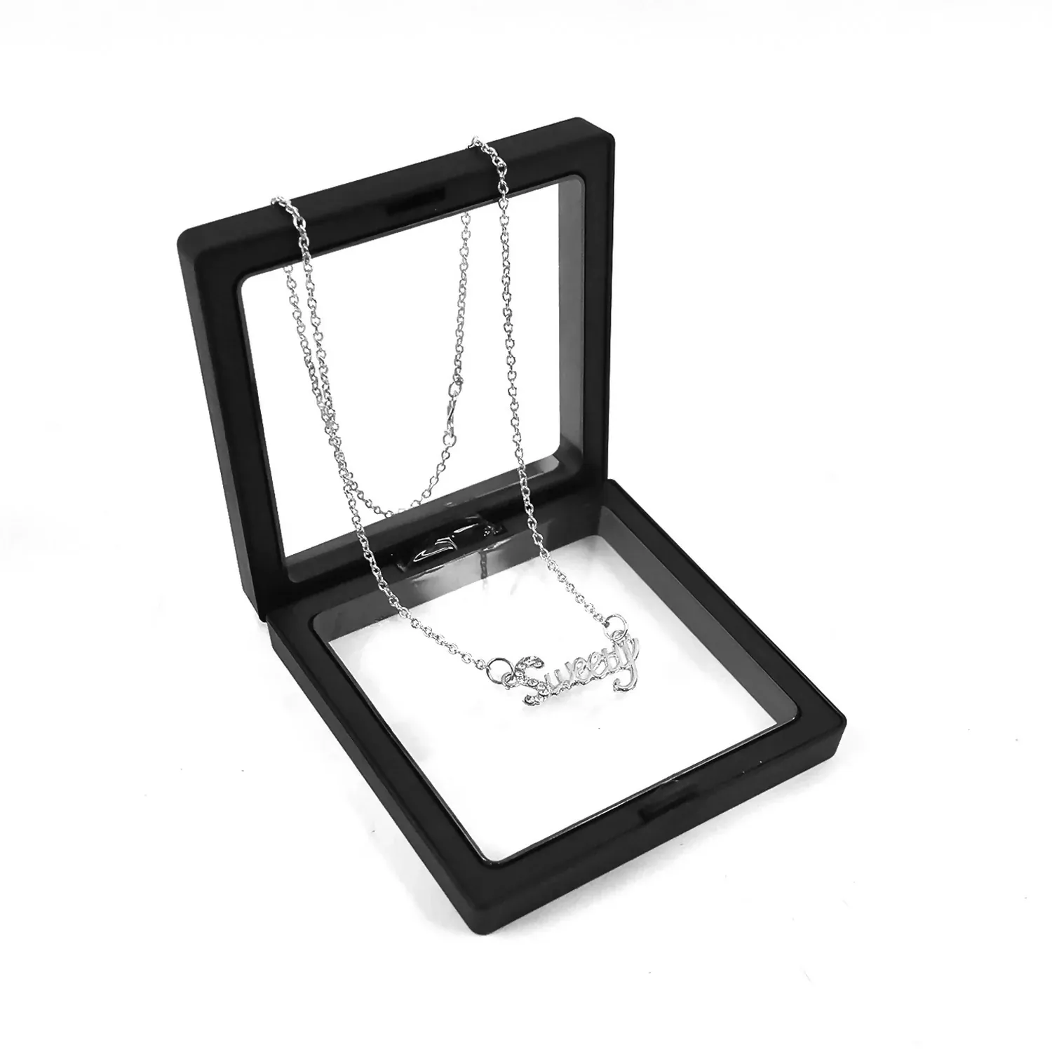 Sweety Pendant Necklace – Silver-Tone Elegant Script Design - Detailed Feature View 4