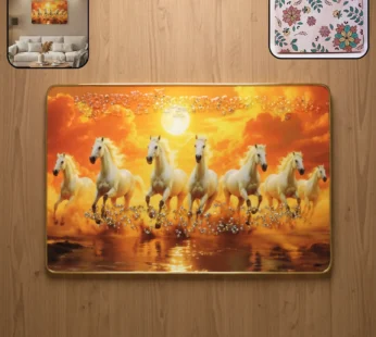 Sunset Wall Art Frame – Elegant Seven Horse Canvas Decor