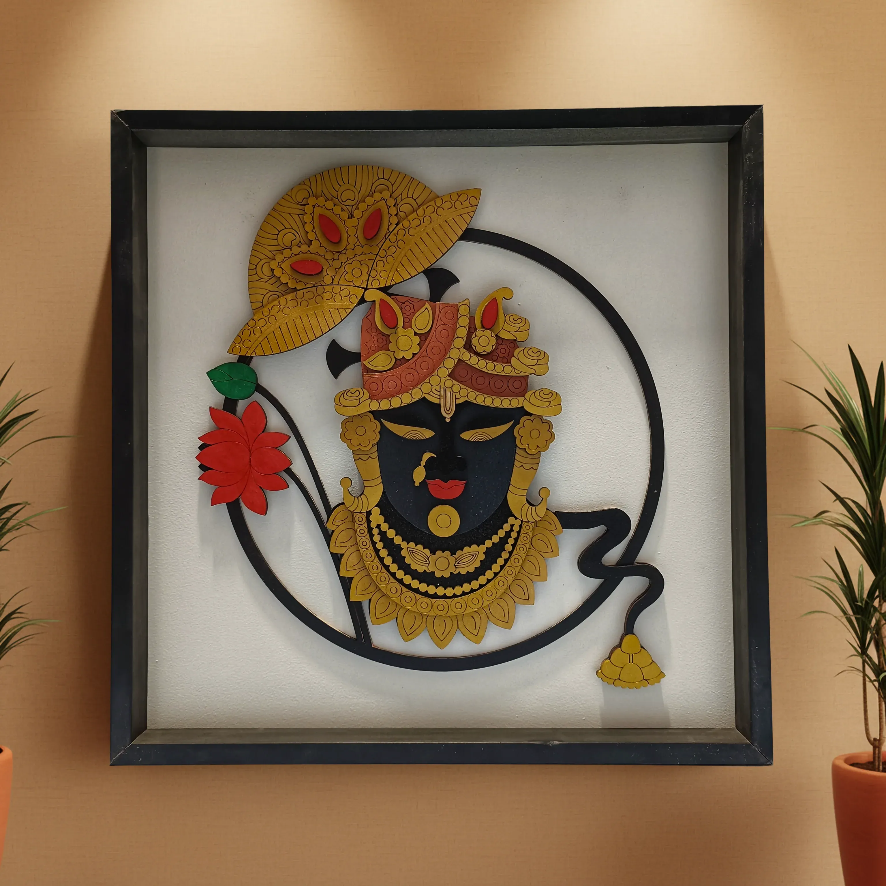 Premium Shreenathji Wooden Wall Art – Handcrafted Multi-Layer 3D Decor - Buy Online at Alikart