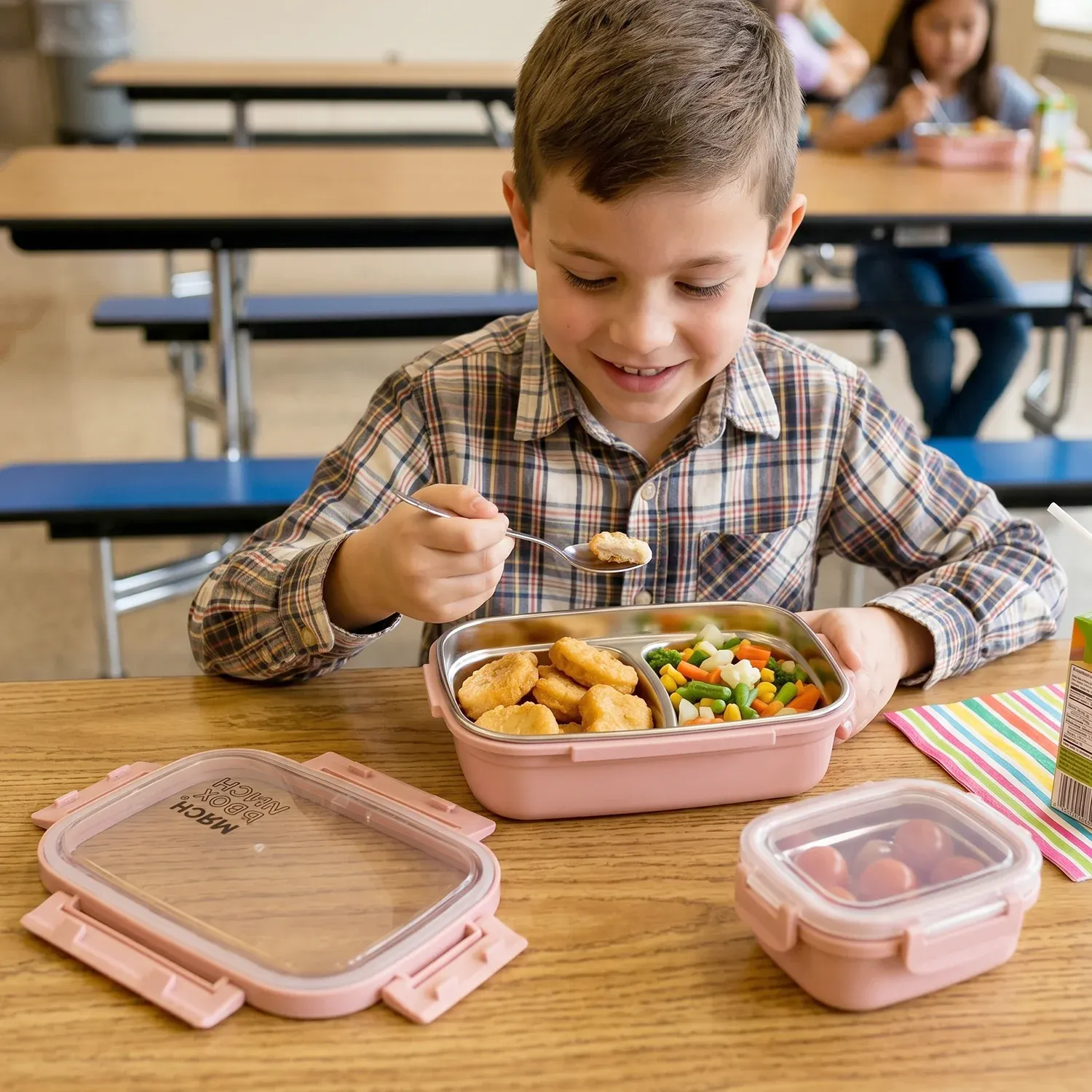 Kids Stainless Steel Lunch Box Set – Leak-Proof & Durable - Detailed Feature View 4