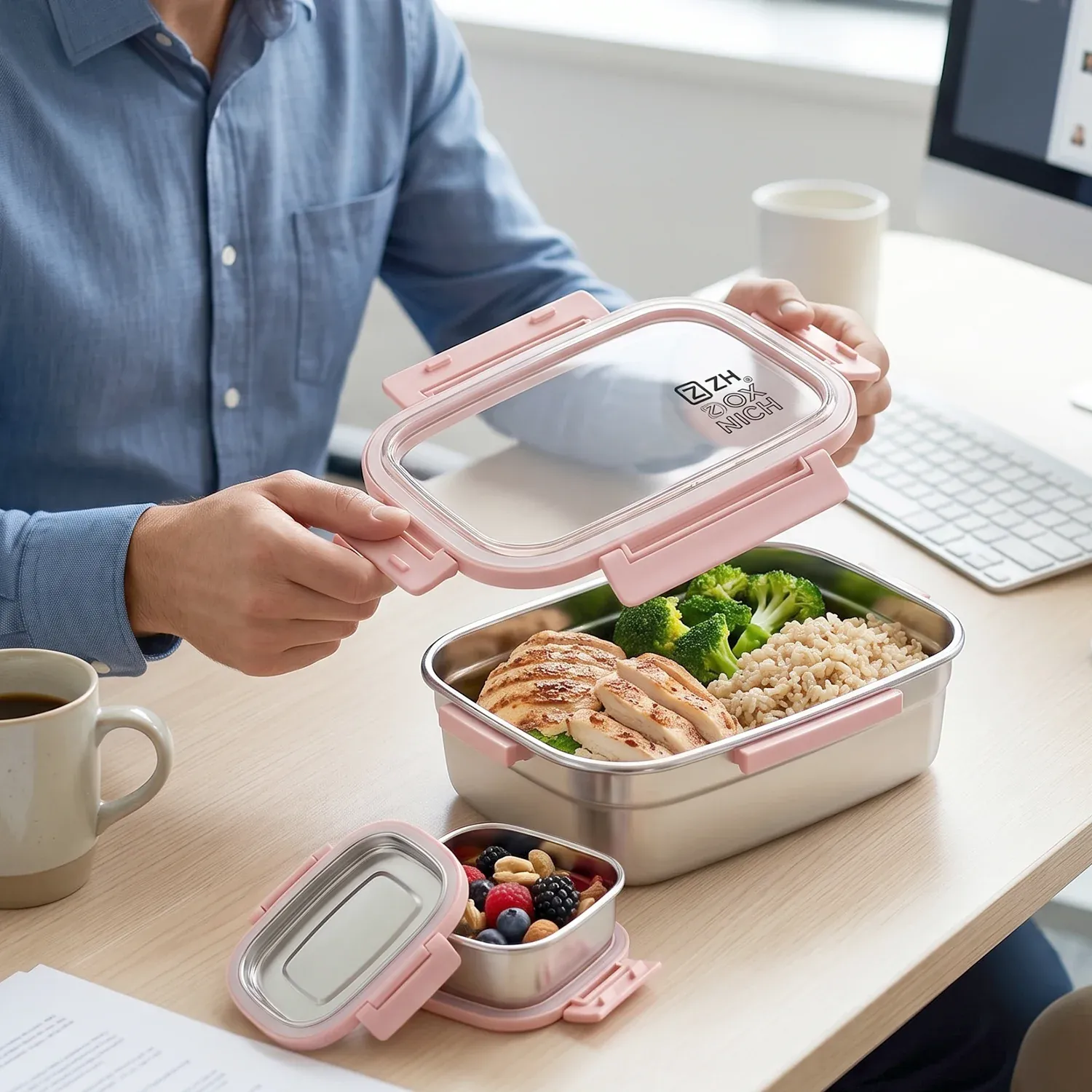 Kids Stainless Steel Lunch Box Set – Leak-Proof & Durable - Detailed Feature View 7
