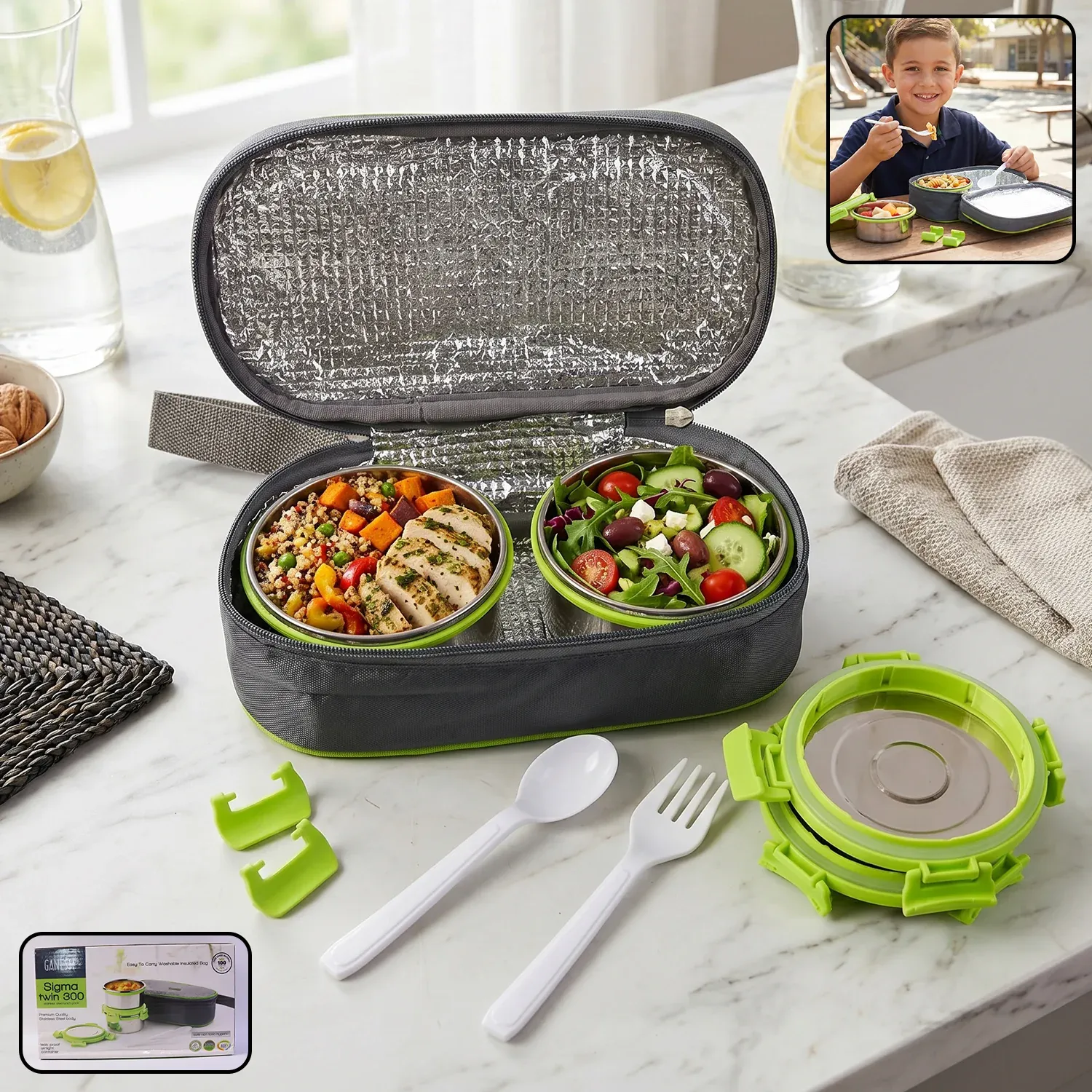 Premium Stainless Steel Lunch Box Set – Durable & Leakproof with Carry Bag - Buy Online at Alikart