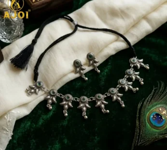Premium Oxidised Silver-Plated Evil Eye Choker Necklace Set