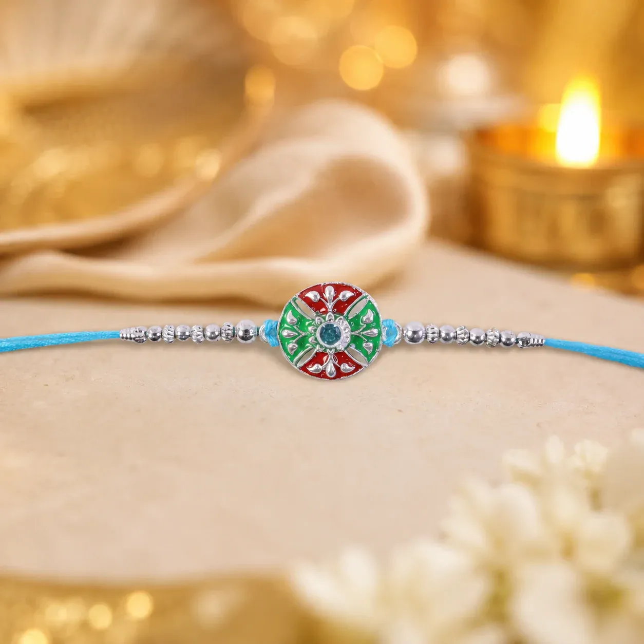 Blue Thread Rakhi – Elegant Traditional Festive Design - Detailed Feature View 3