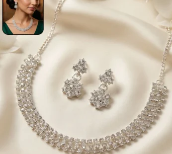 Silver Plated Necklace Set – Elegant & Sparkling for Formal Events