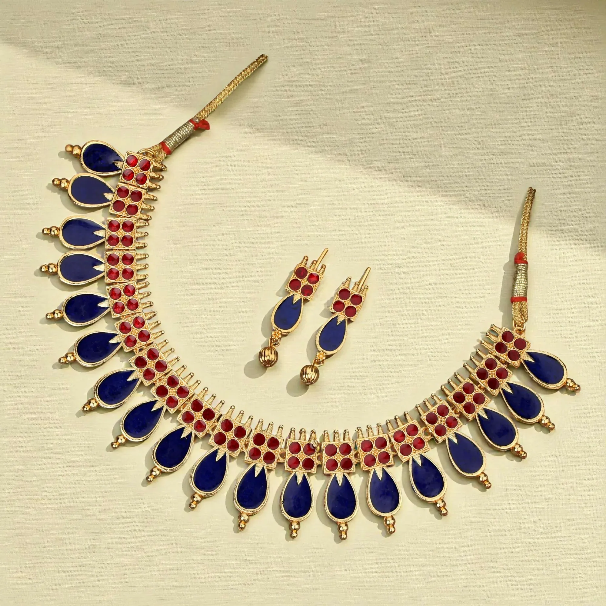 Premium Rose Gold Crystal Teardrop Choker Set – Sparkling Elegance - Buy Online at Alikart